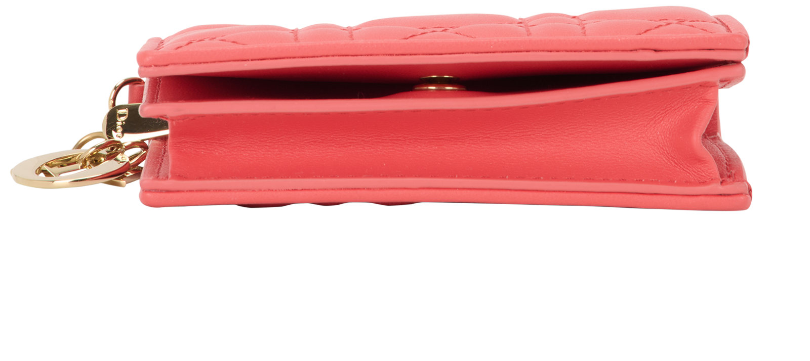 Christian Dior Mini Lady Dior Gardenia Wallet, &pound;250, Accessories, Orange/Red, Lambskin Leather, Top view